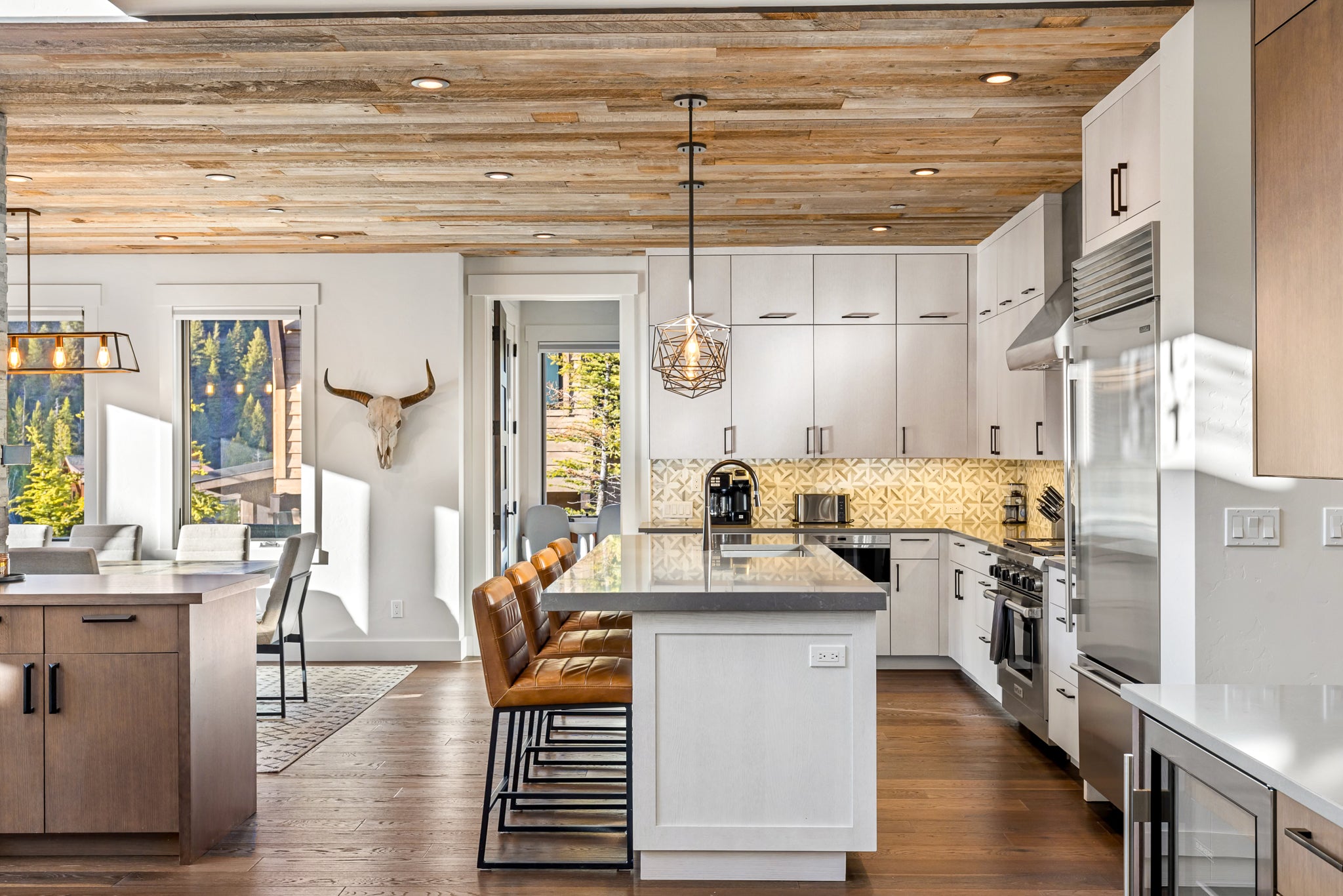 Real estate photography of a modern kitchen in Big Sky Montana
